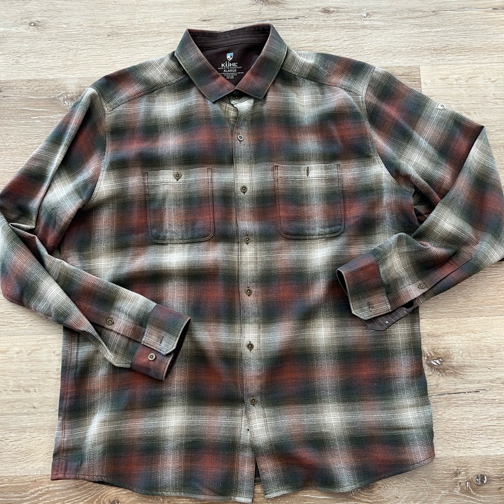 KUHL - Mens Plaid Shirt - Green & Red - Size XL